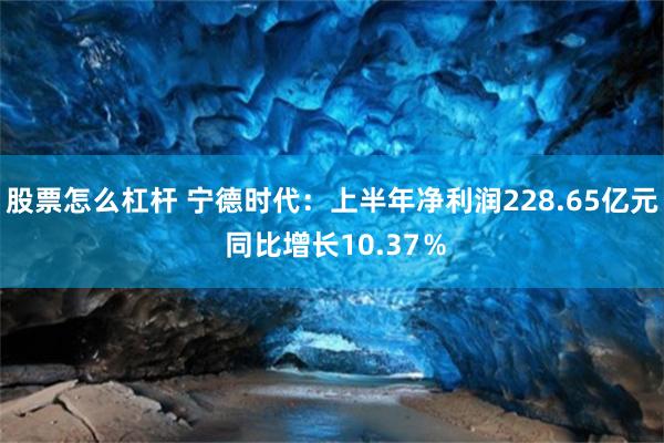 股票怎么杠杆 宁德时代：上半年净利润228.65亿元 同比增长10.37％